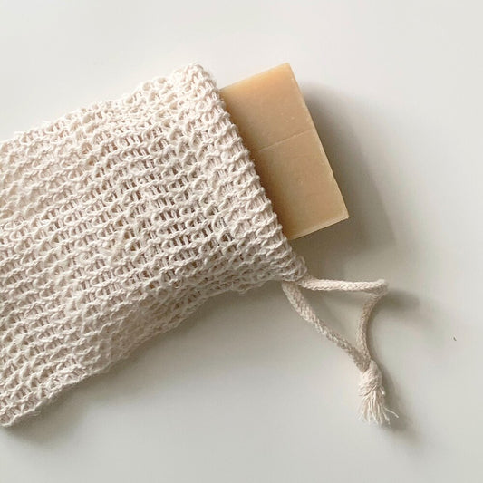 Natural Sisal exfoliating soap saving pouch